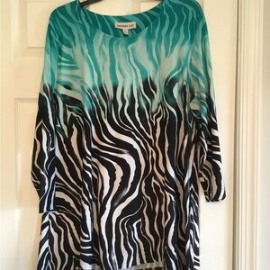 Southern Lady Teal and Black Zebra Print Tunic